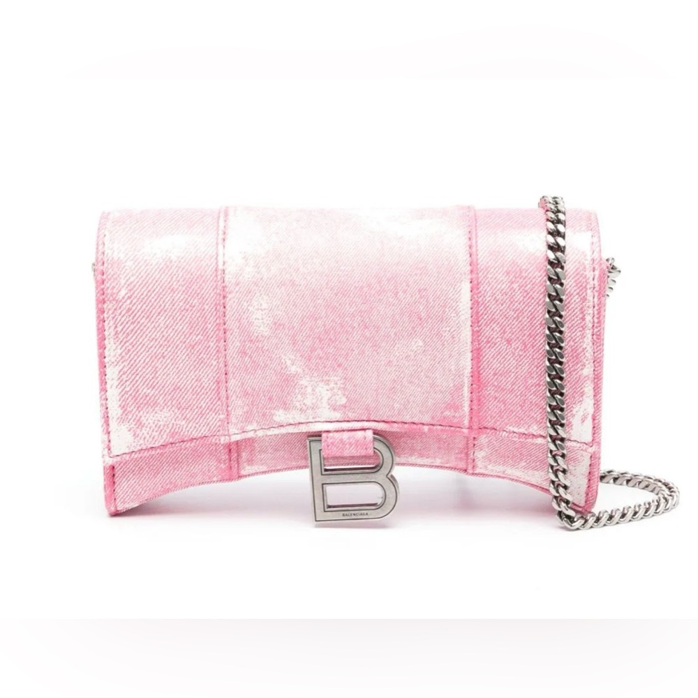 Balenciaga NWT Hourglass Leather Wallet on a Chain